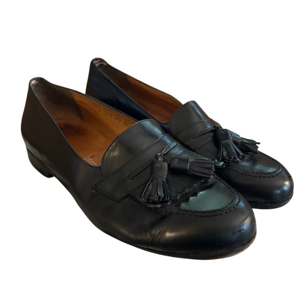 Men 10 Salvatore Ferragamo Studio Italy Kiltie Tassel Loafers Black Leather Shoe